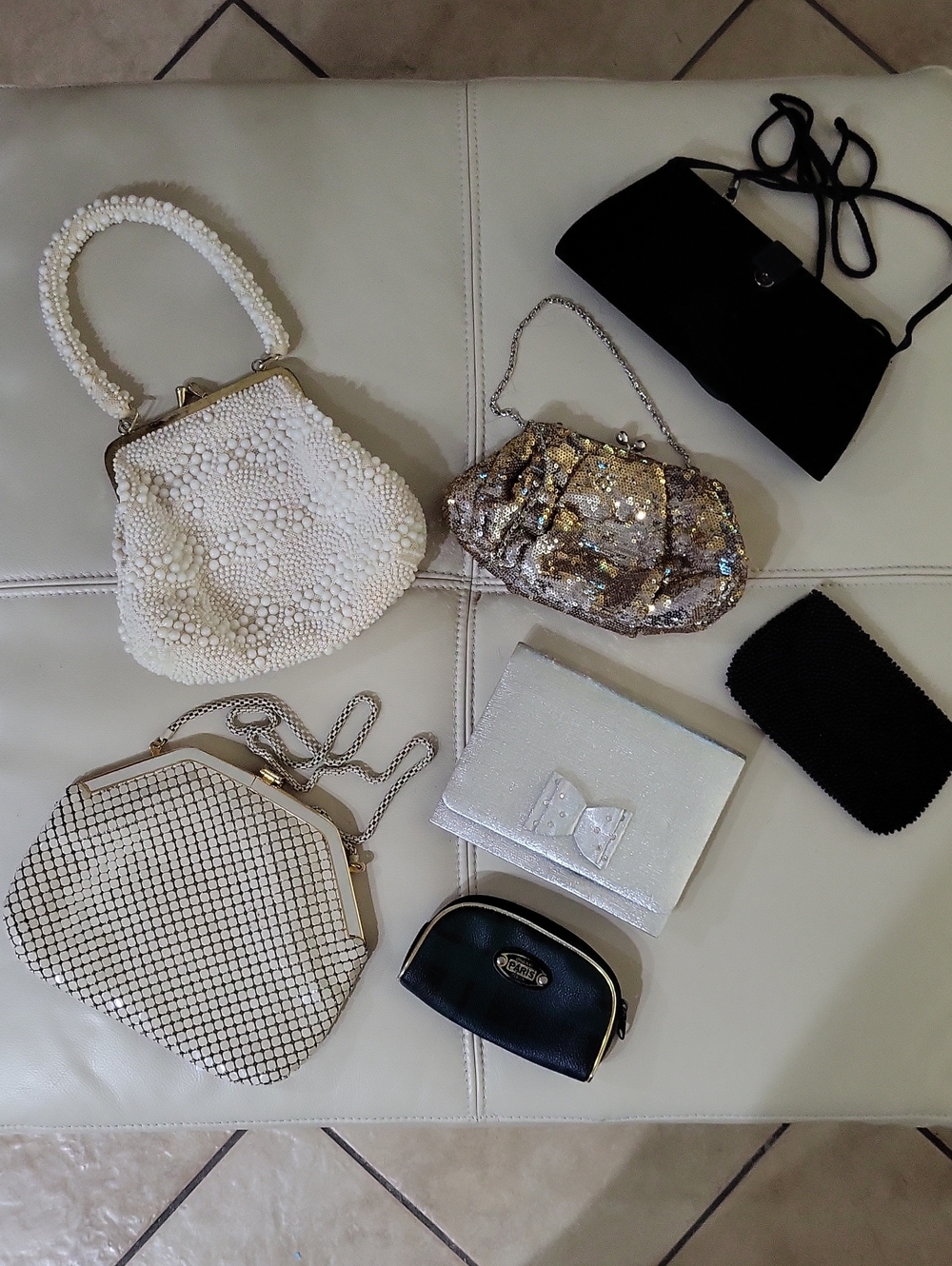 Assorted Women's Evening Bags - White Beaded Handbag Featured
